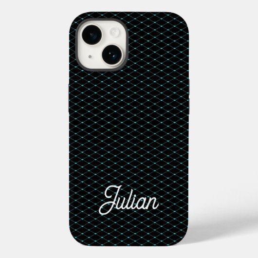 Monogram-grünes Netznetz schwarz Case-Mate iPhone Hülle (Rückseite)