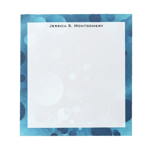 Monogram Grunge Blue Geometric Circles Notizblock (Vorderseite)