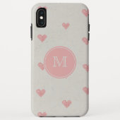 Monogram Grunge Pink Hearts Muster Case-Mate iPhone Hülle (Rückseite)