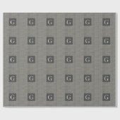 Monogram gry Tweed Trauzeuge Bestman Wedding Gift Geschenkpapier (Flach)