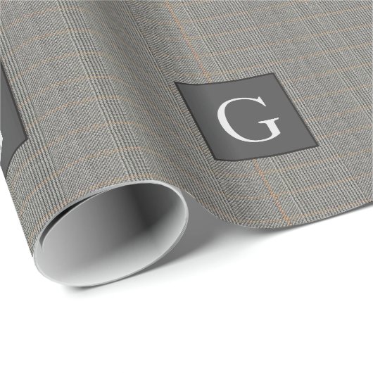 Monogram gry Tweed Trauzeuge Bestman Wedding Gift Geschenkpapier (Rolleneckpunkt)