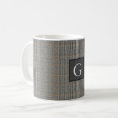 Monogram gry Tweed Trauzeuge Bestman Wedding Gift Kaffeetasse (Vorderseite Links)