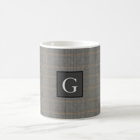 Monogram gry Tweed Trauzeuge Bestman Wedding Gift Kaffeetasse (Mittel)