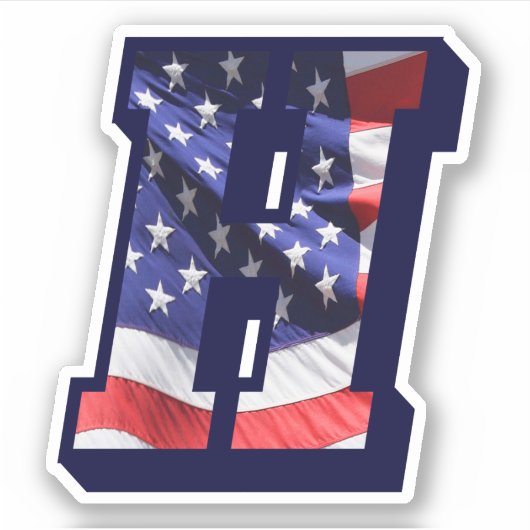 Monogram H American Flag Letter H Initial USA Aufkleber (Vorderseite)