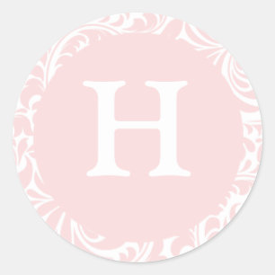 Monogram H Blush Color Personalizable Invite Siege Runder Aufkleber