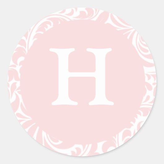 Monogram H Blush Color Personalizable Invite Siege Runder Aufkleber (Vorderseite)