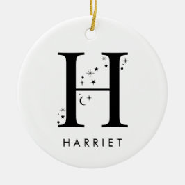Monogram H Celestie Name Keramik Ornament