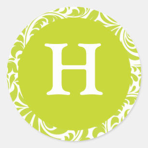 Monogram H Chartreuse Wedding Theme Monogramme Inv Runder Aufkleber
