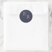 Monogram H Coral and Navy Wedding Danke Runder Aufkleber (Tasche)