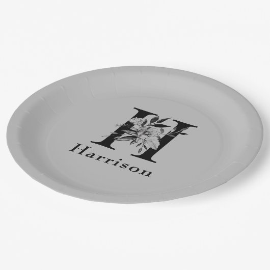 Monogram H Custom Pappteller (Schrägansicht)