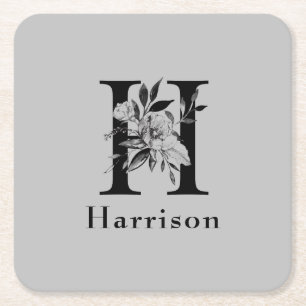 Monogram H Custom Rechteckiger Pappuntersetzer