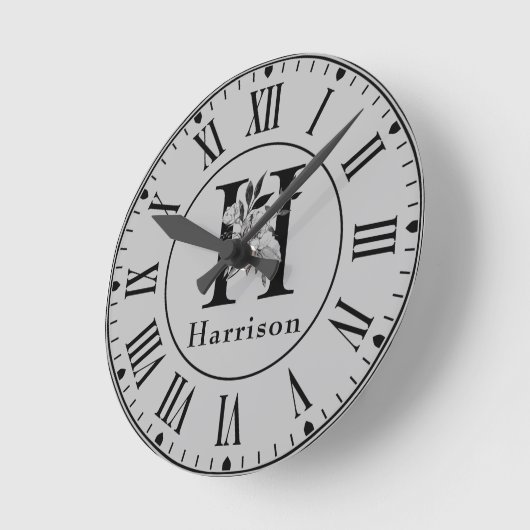 Monogram H Custom Runde Wanduhr (Winkel)