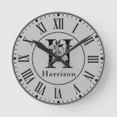 Monogram H Custom Runde Wanduhr (Vorderseite)