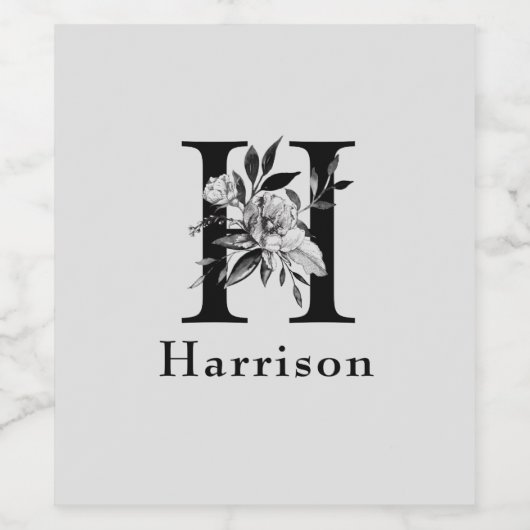 Monogram H Custom Weinetikett (Einzelnes Label)