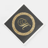 Monogram H, elegantes goldenes Drehbuch Serviette (Ecke)