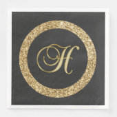 Monogram H, elegantes goldenes Drehbuch Serviette (Vorderseite)