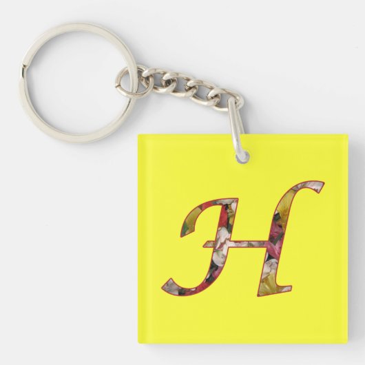 Monogram H Floral Design Schlüsselanhänger (Vorderseite)