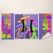 Monogram H Fun Figures Beach Handtuch