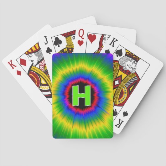 Monogram H Gefärbte Krawatte Multicolor Rainbow Spielkarten (Rückseite)