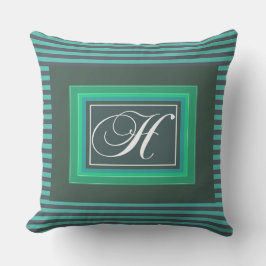 Monogram H Green White Script Kissen