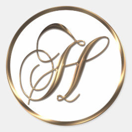 Monogram H Imitate Bronze Runder Aufkleber