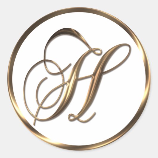 Monogram H Imitate Bronze Runder Aufkleber (Vorderseite)
