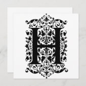 Monogram H Initial Black and White Floral Pattern (Vorne/Hinten)