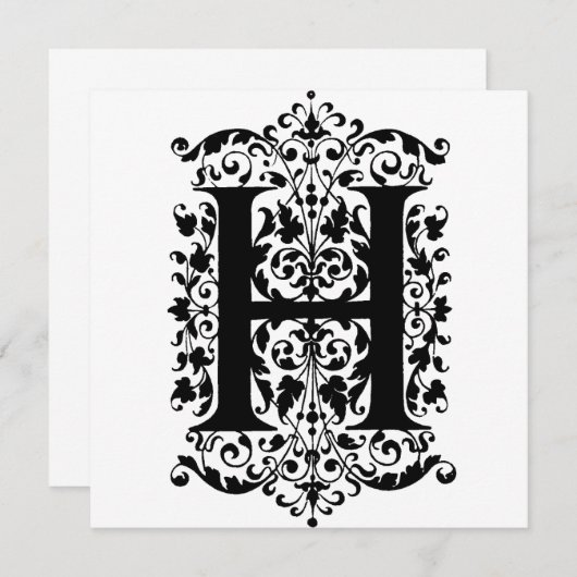 Monogram H Initial Black and White Floral Pattern (Vorne/Hinten)