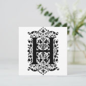 Monogram H Initial Black and White Floral Pattern (Stehend Vorderseite)