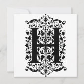 Monogram H Initial Black and White Floral Pattern (Vorderseite)