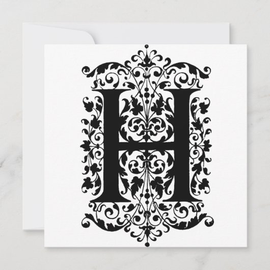 Monogram H Initial Black and White Floral Pattern (Vorderseite)