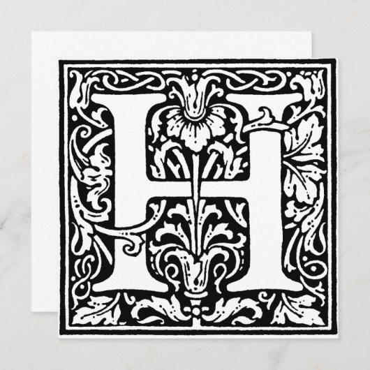 Monogram H Initial Black and White Floral Pattern (Vorne/Hinten)