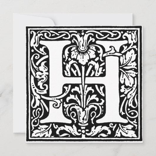 Monogram H Initial Black and White Floral Pattern (Vorderseite)