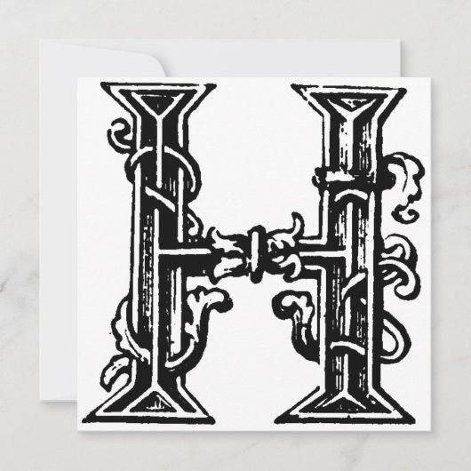 Monogram H Initial Black and White Floral Pattern (Vorderseite)