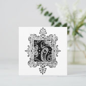 Monogram H Initial Black and White Floral Pattern (Stehend Vorderseite)