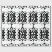 Monogram H Initial Black and White Floral Pattern Geschenkpapier (Flach)
