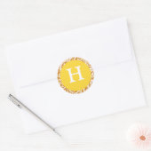 Monogram H Latte Color Yellow Anpassbare Hochzeit Runder Aufkleber (Umschlag)