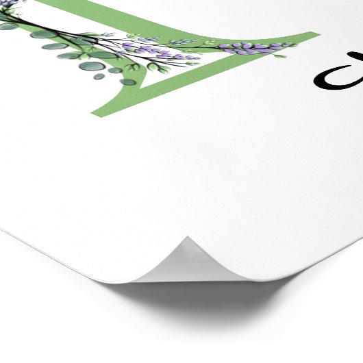 Monogram-H-Lavender Eucalyptus-Kinderzimmer Poster (Ecke)