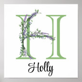 Monogram-H-Lavender Eucalyptus-Kinderzimmer Poster (Vorne)