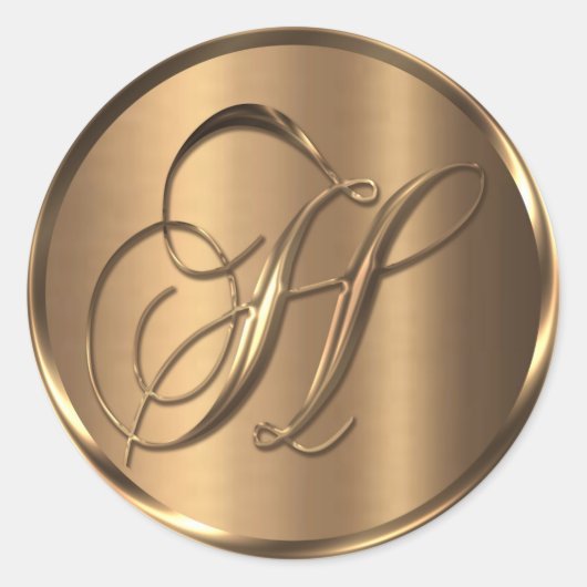 Monogram H NONMETALLIC Bronze Umschlag Aufkleber (Vorderseite)