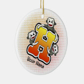 Monogram H Sock Monkey Keramik Ornament (Rechts)