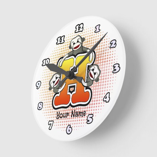 Monogram H Sock Monkey-Uhr Runde Wanduhr (Winkel)