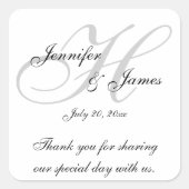 Monogram H Wedding danke Ihnen Labels Stickers (Vorderseite)