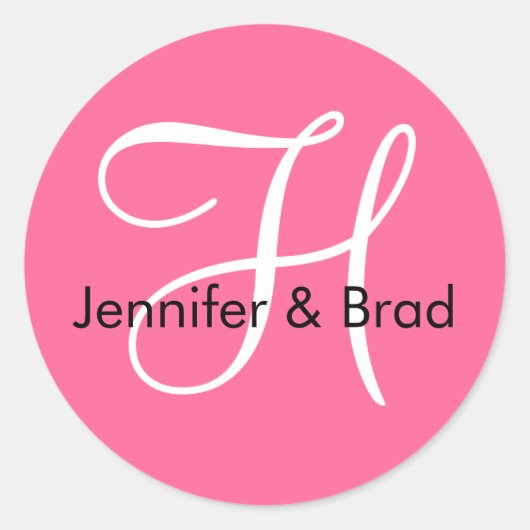 Monogram H Wedding Spring 2010 Rosa Siegel Runder Aufkleber (Vorderseite)