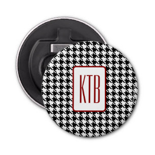 Monogram Hahnentrittmuster 2.25-in Button Magnet Flaschenöffner