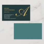 Monogram Hair Stylist Business Card Visitenkarte (Vorne/Hinten)