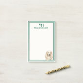 Monogram Hand Drawn Dachshund Reading Post-it Klebezettel (Auf Schreibtisch)