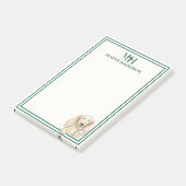 Monogram Hand Drawn Dachshund Reading Post-it Klebezettel (angewinkelt)