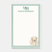 Monogram Hand Drawn Dachshund Reading Post-it Klebezettel (Vorderseite)