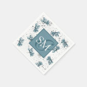 Monogram Hand lackiert blau Serviette (Ecke)